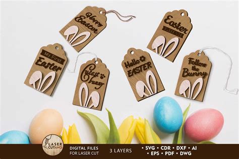 Easter Decorative Tags Set Cut Template Graphic By Lasercutano