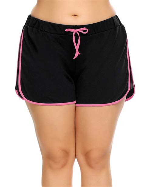 Womens Plus Size Running Active Sport Shorts Cotton Lounge Sleep Shorts14~24w Pink