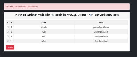 Delete Multiple Records From Mysql Using Php Riset