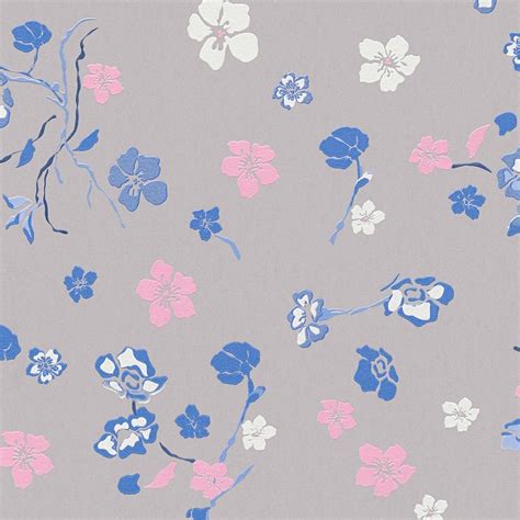 Tapete Blumen Grau Blau Florale Tapete Designer Vliestapete Natur