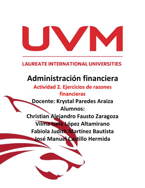 AEQ 2 Tareas AdministraciÛn financiera Actividad 2 Ejercicios de