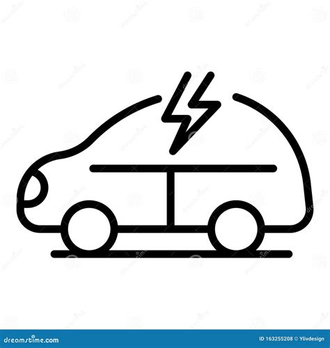 Electric Car Icon Outline Style Stock Vector Illustration Of Line