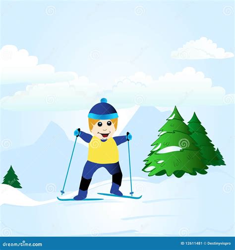 Boy Skiing Stock Illustration Illustration Of Biathalon 12611481