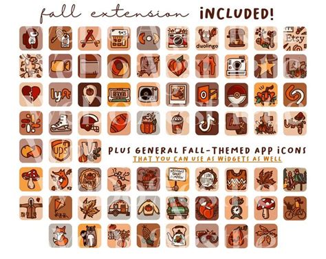 Fall Extension Pack Hand Drawn Ios App Icons Bundle Ios App Covers