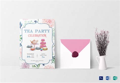 Elegant Tea Party Invitation Design Template In Word Psd Publisher