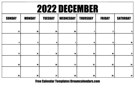 December 2022 Calendar Free Printable With Holidays And Observances