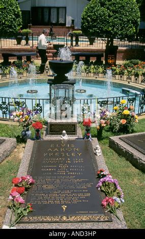 A view of the grave of Elvis Presley near his mother s grave at ...