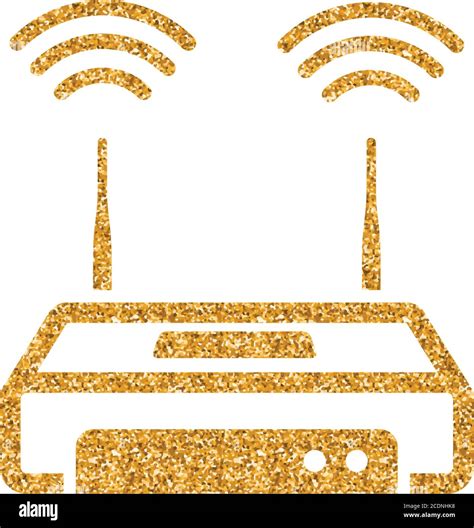 Internet Router Icon In Gold Glitter Texture Sparkle Luxury Style