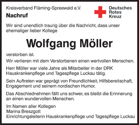 Traueranzeigen Von Wolfgang M Ller Lr Online Trauer De