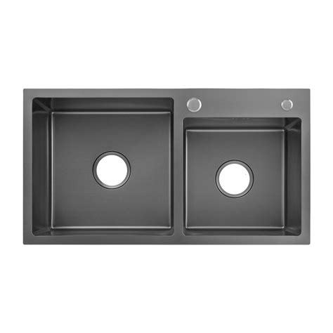 Fregadero Doble Tina Negro Acero Inoxidable Sobre Tope STRAC CUCINE