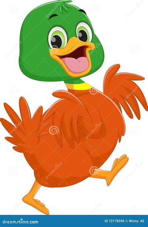 Happy Duck Cartoon Stock Vector Illustration Of Duckling 72178596