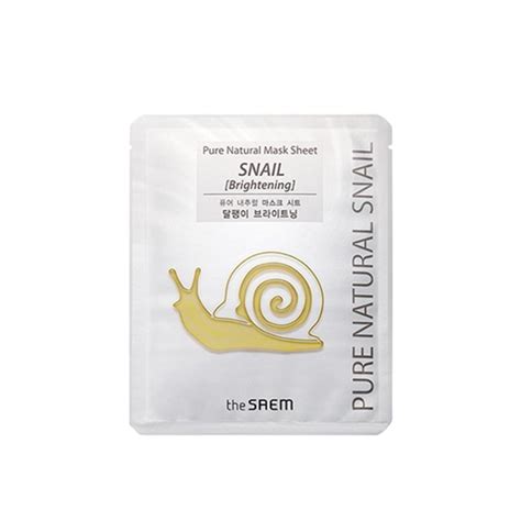 The Saem Pure Natural Mask Sheet Snail Brightening 20ml 0 68 Fl Oz