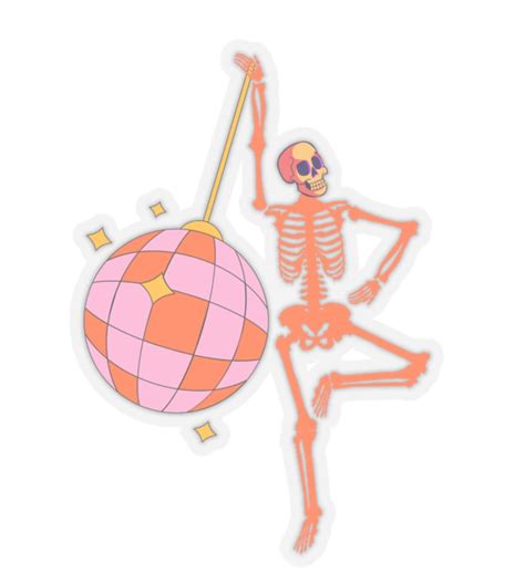 Dancing Skeleton Sticker Skeleton Disco Ball Sticker Retro Etsy