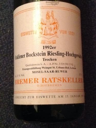 Weingut Nik Weis St Urbans Hof Bremer Ratskeller Ockfener Bockstein