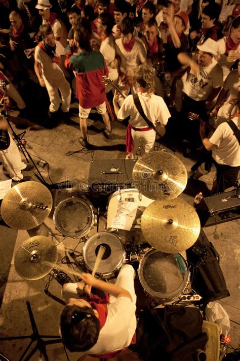 Youth Are Having Fun With Rock Band At San Fermin Editorial Stock Image