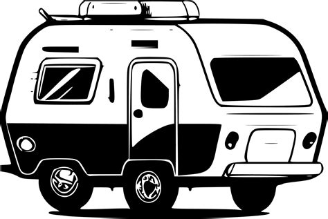 Camper, Black and White Vector illustration 23545264 Vector Art at Vecteezy