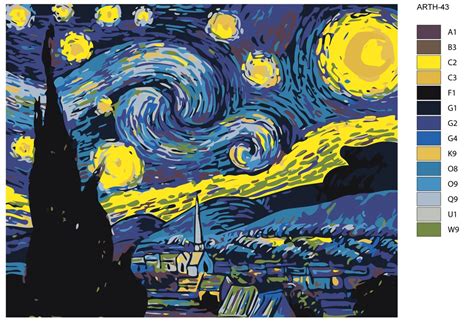 Starry Night Paint By Numbers Diy Kit For Adults Van Gogh Art Painting