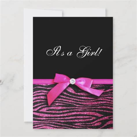 Hot Pink Zebra Print Girl Baby Shower Invitations Zazzle