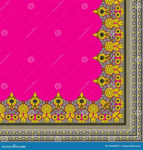 Geometrical Textile Printing Border Flower Border Design Allover