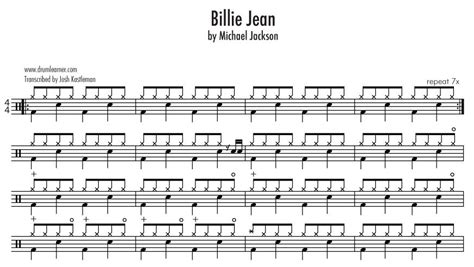 Drum Sheet Music To Billie Jean By Micheal Jackson Drum Sheet Music