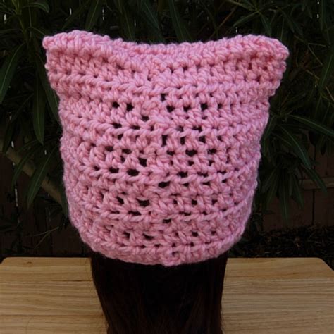 Light Pink Pussy Cat Hat Pussyhat Soft Acrylic Crochet Etsy