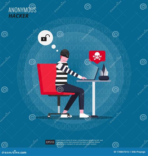 Anonymous Hacker Activity Concept Man With Mask Character Design Doing