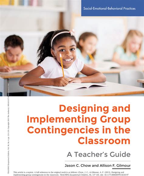 Designing And Implementing Group Contingencies In The Classroom A