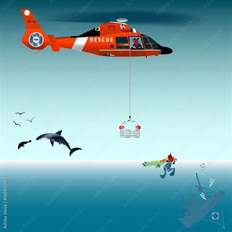 Rescue Helicopter Flying On A Rope Royalty Free Vector Image Atelier Yuwaciaojp