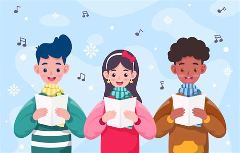 Premium Vector | Choir singing christmas carol