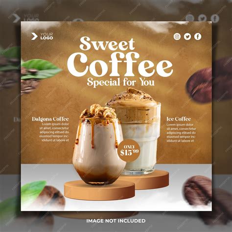 Premium PSD | Iced coffee menu instagram post template