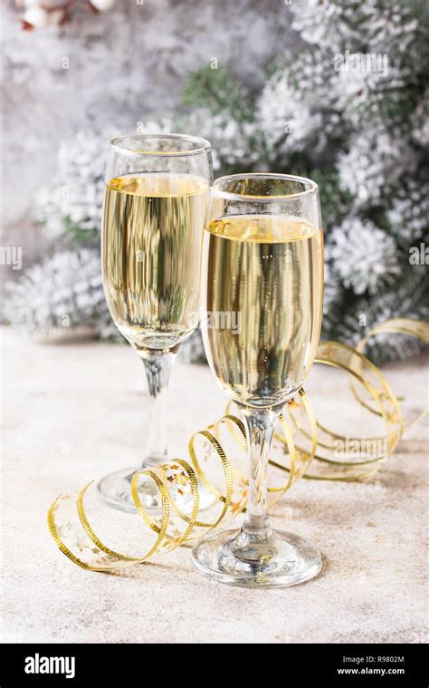 Glasses of champagne, traditional New year drink Stock Photo - Alamy