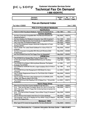 Fillable Online Sony Technical Fax On Demand SmartData Fax Email