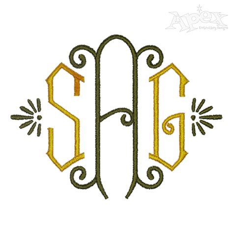 Brigitte Monogram Applique Machine Embroidery Font Apex