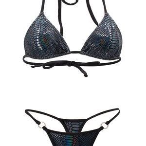 Black Python Bikini Set Thong Bikini Etsy