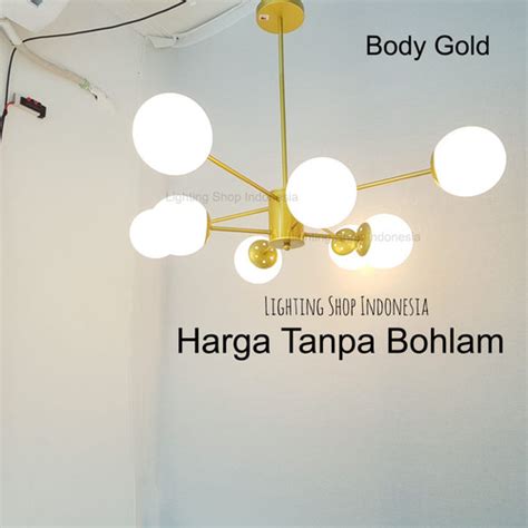 Jual Lampu Gantung Gold Kaca Susu Lampu Modern Minimalis Ruang Tamu