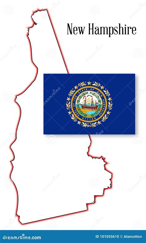 Mapa Y Bandera Del Estado De New Hampshire Ilustraci N Del Vector