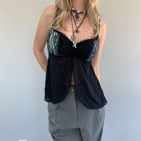 Y2k Lace Lingerie Top Modeled On A 24 Waist 34B Depop