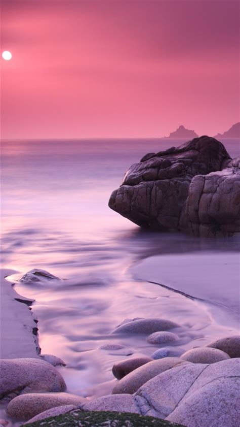 rock beach cool sunset iPhone Wallpapers Free Download