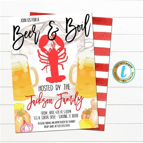 Crawfish Beer And Boil Invitation Editable TemplateDefault Title