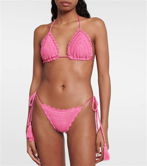 Crochet Bikini Bottoms In Pink Anna Kosturova Mytheresa