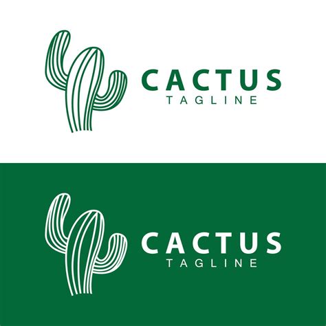 Green Plant Cactus Logo Design With Desert Plant Symbol Illustration