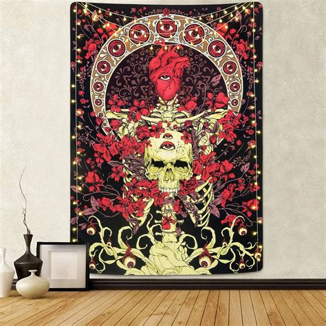 Amazon Boniboni Skull Floral Tapestry Skeleton Tapestry Gothic