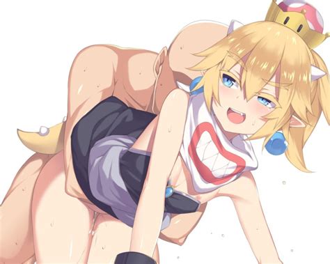 Rule 34 Bandana Blonde Hair Blue Eyes Bowser Jr Bowsette Jr Clothed Female Nude Male Crown