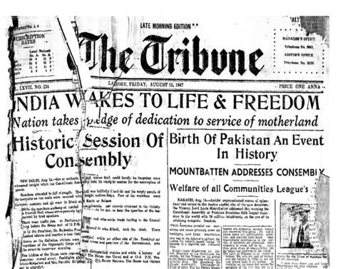 Archived In History The Front Page On 15 August 1947