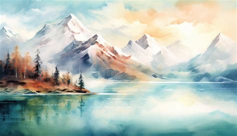 Painting Mountain Mountains in Watercolor, Stock Photo - Image of drawing, wallpaper: 307014726