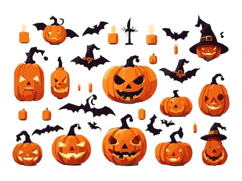 Vector Dibujado A Mano Conjunto De Calabazas De Miedo De Halloween