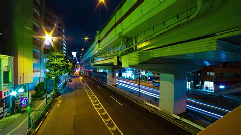 A Night Timelapse Of The Traffic Jam Under The Highway In Tokyo Wide