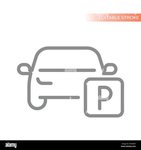 Car Parking Line Vector Icon Simple Outline Symbol Stock Vector Image