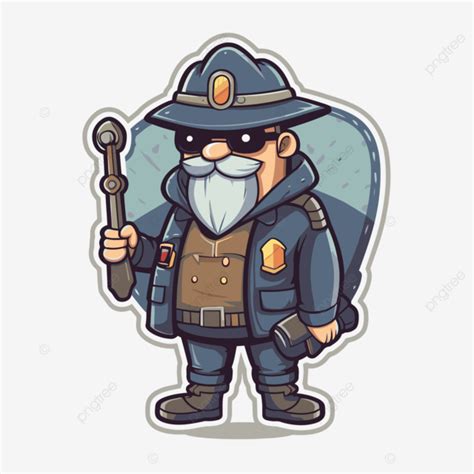 Cartoon Police Officer And Inspector Isolated Sticker Vector Clipart