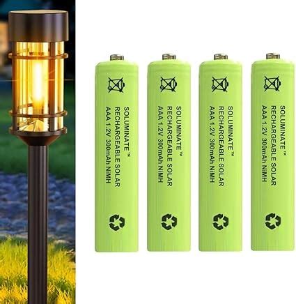 4 X Soluminate Solar Light Batteries Size AAA 300mAh Rechargeable